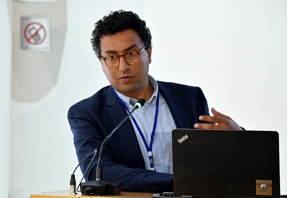 Mohammad Al-Saidi speaking at a conference on food security in the Middle East
